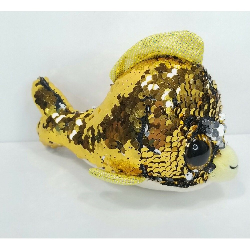 Gold Silver Reversible Sequins Whale Fish Stuffed Animal Plush Stuffed Animal